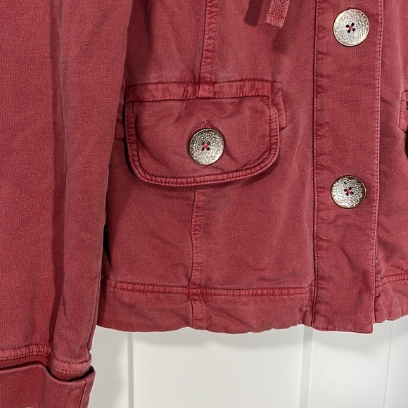 Prana large full button sweatshirt with pockets. Red. - Picture 3 of 5